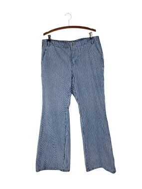 Tommy Hilfiger Y2K Striped Flare Trouser Jeans 100% Cotton Vintage Womens 14